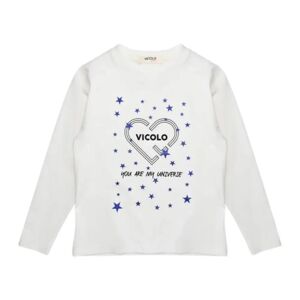 ViCOLO , Kids Long Sleeve Glitter Star T-shirt ,White female, Sizes: 10 Y, 12 Y
