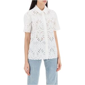 Self Portrait , Self portrait short-sleeved sangallo lace shirt ,White female, Sizes: XS, 2XS, 3XS