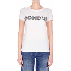 Dondup , Sequin Logo Crewneck T-Shirt ,White female, Sizes: M