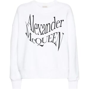 Alexander McQueen , White Crewneck Sweatshirt with Logo Print ,White female, Sizes: S, XS, M