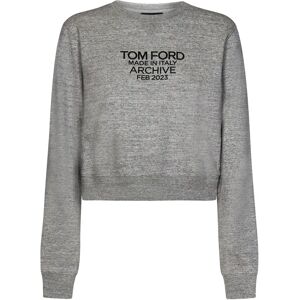 Tom Ford , Grey Sweater with Ribbed Details ,Gray female, Sizes: M, S, L