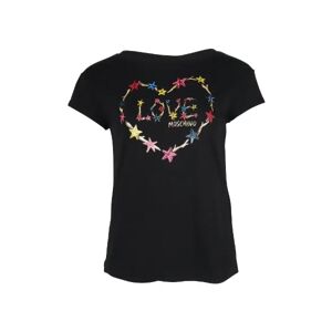 Moschino , Heart Logo Print T-shirt ,Black female, Sizes: XS