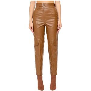 Federica Tosi , High-waisted Cargo Pants in Faux Leather ,Brown female, Sizes: S, 3XS