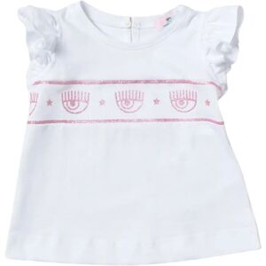 Chiara Ferragni Collection , White Eye Star T-shirt for Kids ,White female, Sizes: 6 M