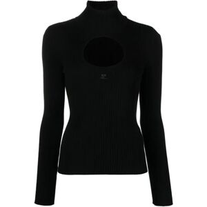 Courrèges , Black Rib Knit Turtleneck ,Black female, Sizes: S, M