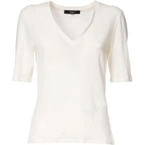 Max Mara Weekend , Linen Stretch V-Neck T-Shirt ,White female, Sizes: L, S, XL, M