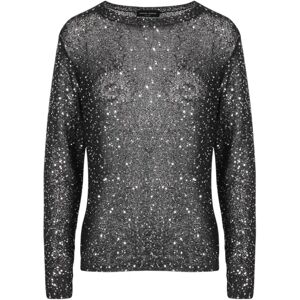 Roberto Collina , Sequin Cotton Sweater ,Black female, Sizes: L