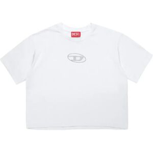 Diesel , Glitter Logo Oversized T-Shirt ,White female, Sizes: 14 Y, 12 Y, 8 Y, 10 Y