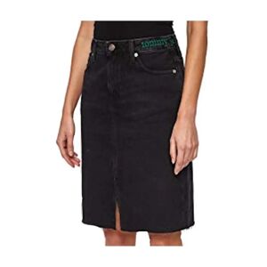 Tommy Hilfiger , Long Maia Denim Skirt ,Black female, Sizes: W24