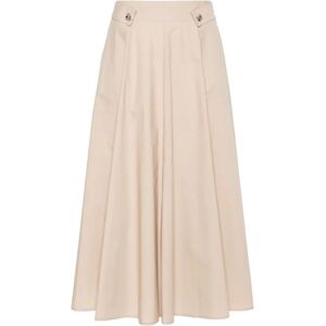 Liu Jo , Beige Cotton Midi Skirt ,Beige female, Sizes: L, M