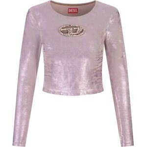 Diesel , Pink Crystal Crop Top ,Pink female, Sizes: M, S, L