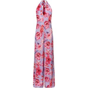 Pinko , Tragico Tuta Satin Stampa Fiori Tropicali ,Purple female, Sizes: XS, S