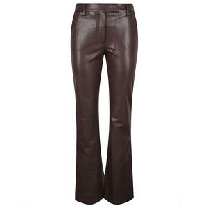 True Royal , Brown Faux Leather Flared Trousers ,Brown female, Sizes: M