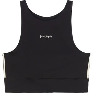 Palm Angels , Logo-Print Crop Top with Side Stripe Detailing ,Black female, Sizes: XS, S, M, L