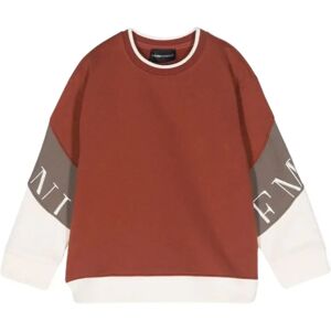 Armani , Colorblock Sweater with Balloon Sleeves ,Brown unisex, Sizes: 10 Y, 12 Y, 14 Y