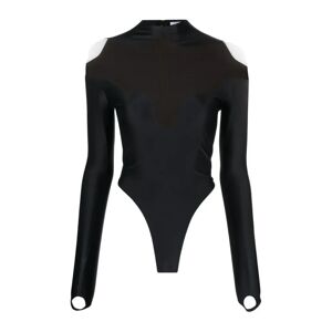 Mugler , Black/Nude Halter Neck Bodysuit ,Black female, Sizes: M, XS, S