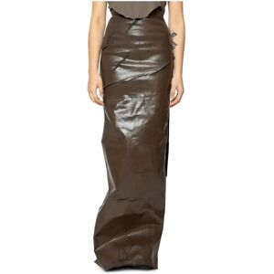 Rick Owens , Denim Pillar Skirt - Dirt Brown ,Brown female, Sizes: S