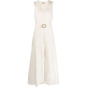 Twinset , Sleeveless Long Dress With Belt ,Beige female, Sizes: XS, 2XS, L