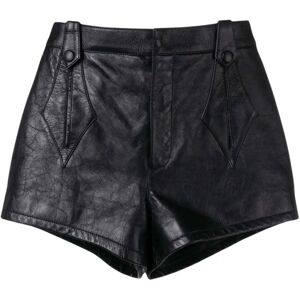 Saint Laurent , Black Leather High-Waisted Shorts ,Black female, Sizes: L