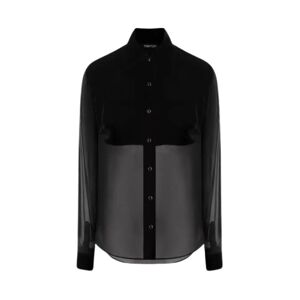 Tom Ford , Black Velvet and Crepe de Chine Shirt ,Black female, Sizes: S