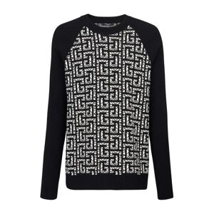 Balmain , Wool jumper with marbled monogram ,Black male, Sizes: S