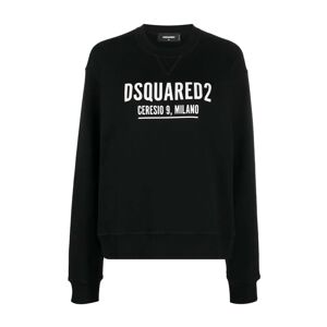 Dsquared2 , Black Ribbed Crew-neck Sweatshirt ,Black female, Sizes: M, XS