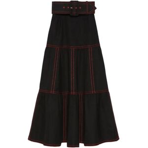 Gucci , top-stitch midi skirt ,Black female, Sizes: S