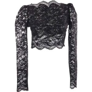 Paco Rabanne , Black Floral Lace Cropped Top ,Black female, Sizes: S, XS, M