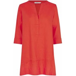 Masai , Linen Tunic Dress with V-Neck ,Red female, Sizes: XL