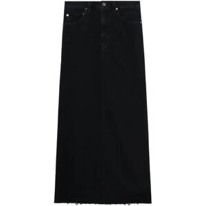 Agolde , Black Denim Skirt with Raw-Cut Hem ,Black female, Sizes: W26, W25, W28