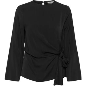 InWear , Draped Blouse with Button Closure ,Black female, Sizes: 3XL, 2XL