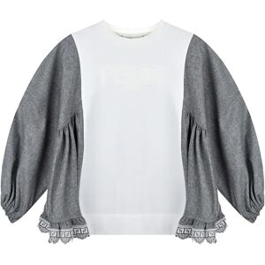 Fendi , FF Logo Sweatshirt Grey Cotton ,Gray female, Sizes: 4 Y, 6 Y