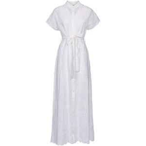 MC2 Saint Barth , Cotton Pinafore Dress with Belt ,White female, Sizes: M, S