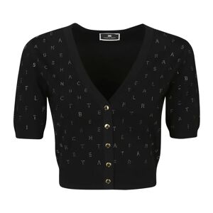 Elisabetta Franchi , Tricot Short Sleeve Sweater ,Black female, Sizes: L, XS, M, S