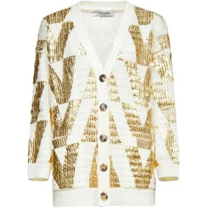 Valentino , Valentino Wool Logo Cardigan ,White female, Sizes: XS