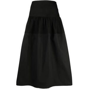 Jil Sander , Black Tiered Cotton A-Line Skirt ,Black female, Sizes: M