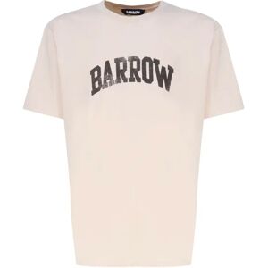 Barrow , Logo Print Crew Neck Cotton T-shirt ,Beige unisex, Sizes: M