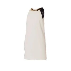 Elisabetta Franchi , Flared Mini Dress with Chain and Scarf Detail ,White female, Sizes: S, M, XS, L