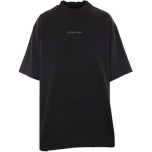 Balenciaga , Distressed Logo T-shirt Black ,Black female, Sizes: S, M