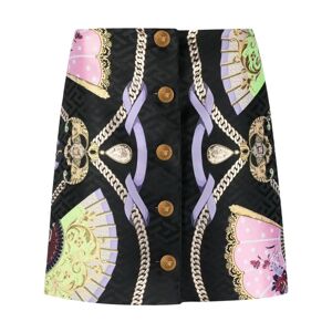 Versace , Graphic-Print Medusa Head Button Skirt ,Multicolor female, Sizes: XS