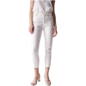 Salsa , Slim Cropped Linen Chino Pants ,White female, Sizes: W33, W29, W34, W28