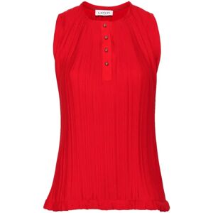 Lanvin , Red Pleated Sleeveless Top ,Red female, Sizes: S, XS