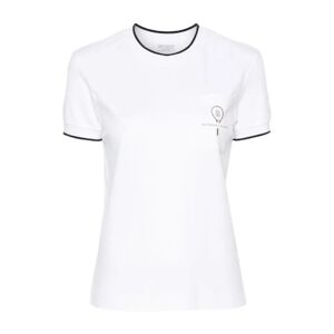 Brunello Cucinelli , White Cotton T-shirt with Contrast Trim and Chest Pocket ,White female, Sizes: L