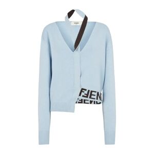 Fendi , Luxury Blue Wool Cashmere Cardigan ,Blue female, Sizes: XS