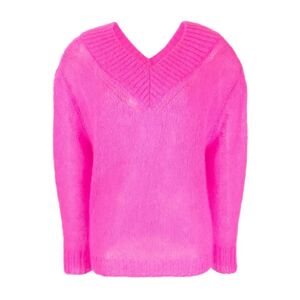 Forte Forte , Mohair double v neck sweater ,Pink female, Sizes: S, M