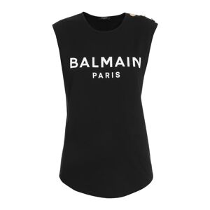 Balmain , Eco-designed cotton T-shirt with logo print ,Black female, Sizes: M