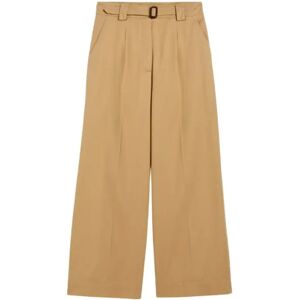 Max Mara Weekend , Beige Cotton Wide-Cut Trousers ,Beige female, Sizes: XS, M, 2XS, S