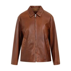 Prada , Vintage Brown Leather Jacket ,Brown female, Sizes: M, L