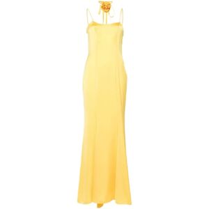 Blugirl , Yellow Floral Appliqué Satin Dress ,Yellow female, Sizes: S, XS