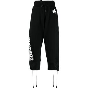 Dsquared2 , Black Leaf Kawaii Cropped Track Pants ,Black female, Sizes: M